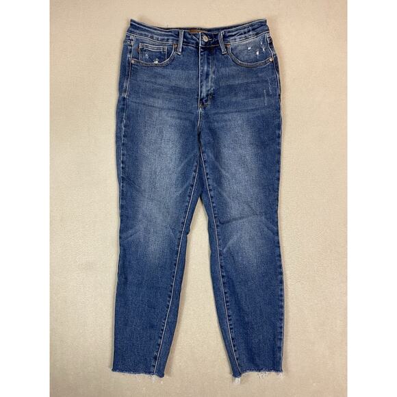 Judy Blue Jeans Womens 11/30 Blue Tummy Control High Waist Distressed Slim Fit - Picture 1 of 12